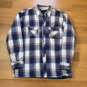 Men's Vintage 90's Hunting Club Blue Red Lined Thermal Flannel Jacket Sz Large